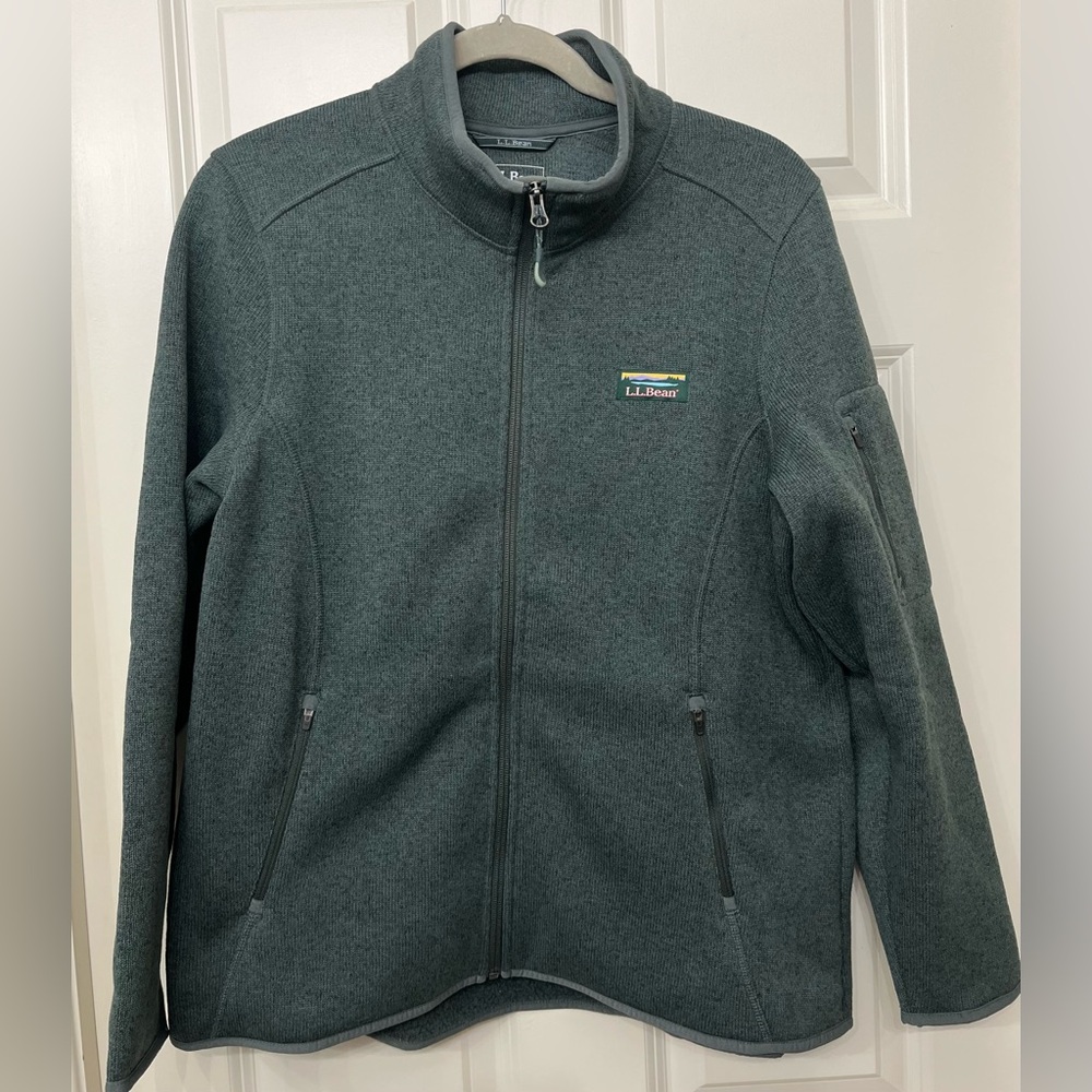 L.L. Bean Sweater Fleece Full-Zip Jacket in Shadow Green, size LP